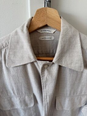 Suitsupply Light Beige Egyptian Cotton Shirt Jacket - Size M